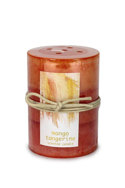 Tangerine Mango Pillar Candle 3X4 - crazydecor