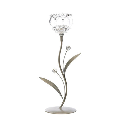 Crystal Flower Single Candle Holder - crazydecor