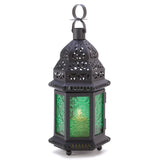 Green Glass Moroccan Lantern - crazydecor