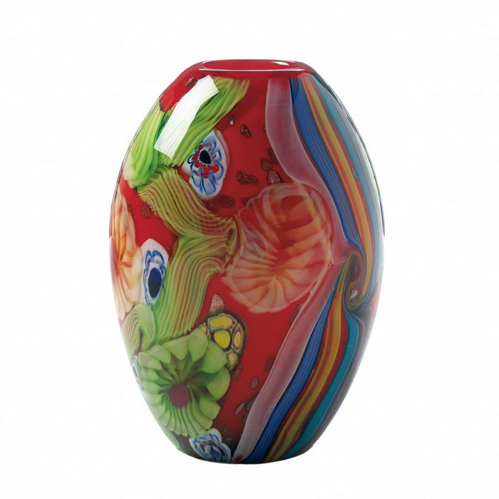 Red Floral Flow Glass Vase - crazydecor