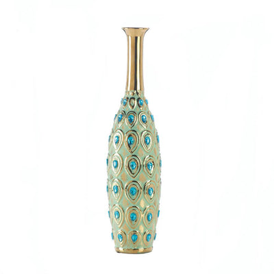 Peacock Long Neck Jewel Vase - crazydecor