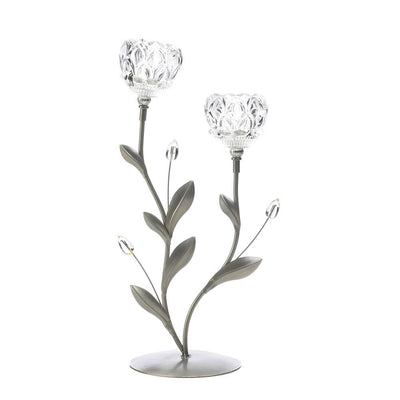 Crystal Flower Duo Candle Holder - crazydecor