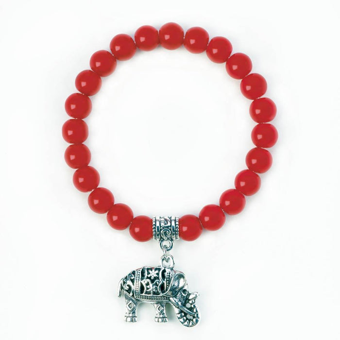 Red Bead Elephant Charm Bracelet - crazydecor