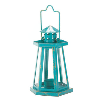 Aqua Lighthouse Mini Lantern - crazydecor