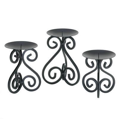 Scrollwork Candle Holders Stand Trio - crazydecor