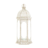 Graceful Distressed White Lantern (L) - crazydecor