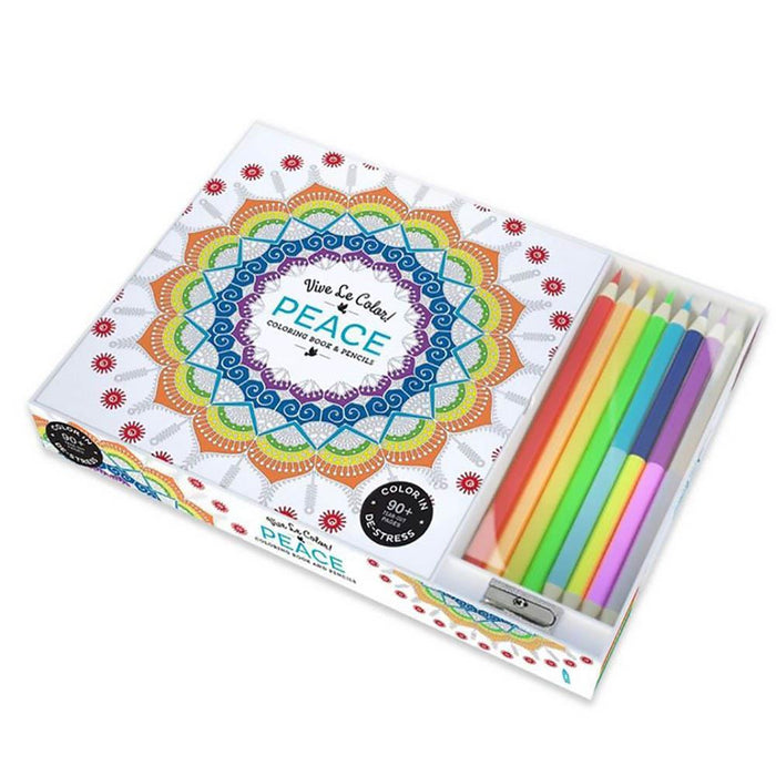 Peace Adult Coloring Book With Pencils - crazydecor