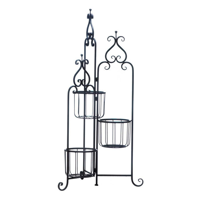 Black Iron Triple Plant Stand - crazydecor