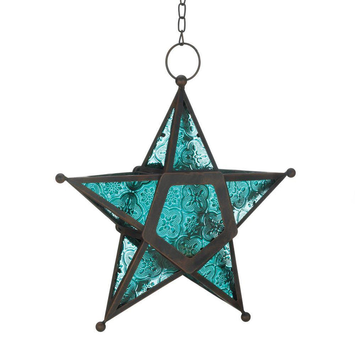 Blue Glass Star Lantern - crazydecor