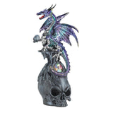 Mystical Jeweled Dragon Skull Figurine - crazydecor