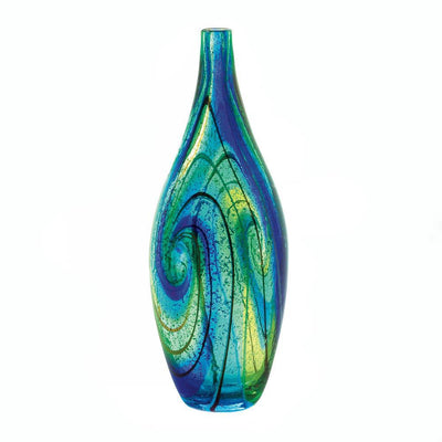 Blue Swirl Art Glass Vase - crazydecor