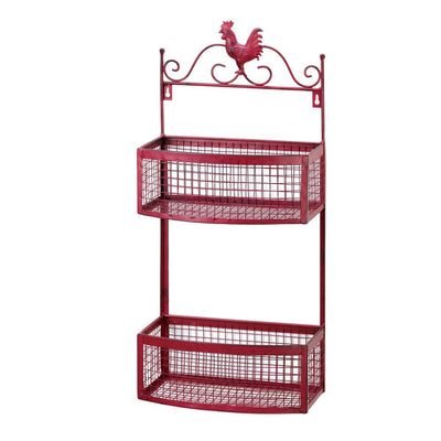 Red Rooster Double Wall Rack - crazydecor