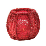 Cherry Red Beaded Candle Holder - crazydecor