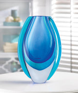 Azure Blue Art Glass Vase - crazydecor