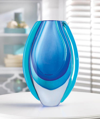 Azure Blue Art Glass Vase - crazydecor