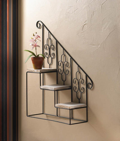 Black Stair Steps Wall Shelf - crazydecor