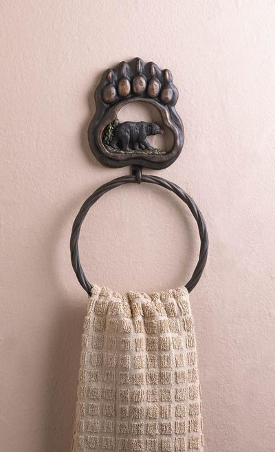 Black Bear Paw Towel Ring - crazydecor