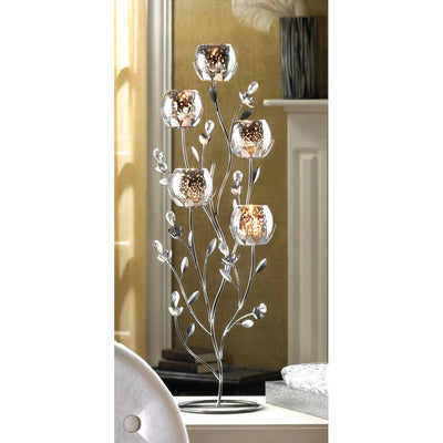 Silver Tulip Tree Candelabra - crazydecor