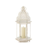 Large Distressed White Lantern - crazydecor