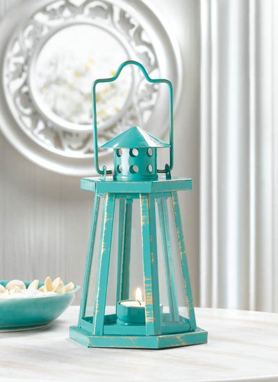 Aqua Lighthouse Mini Lantern - crazydecor