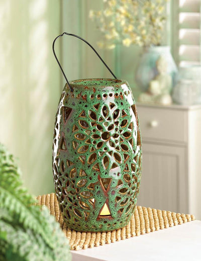 Green LED Candle Lantern - crazydecor