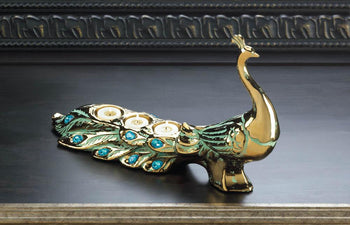 Jeweled Peacock Candle Holder - crazydecor