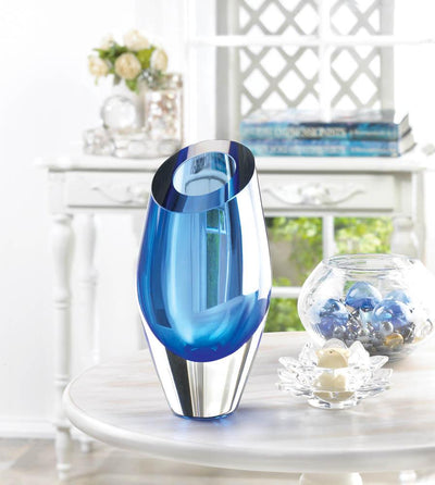 Blue Cut Glass Vase - crazydecor