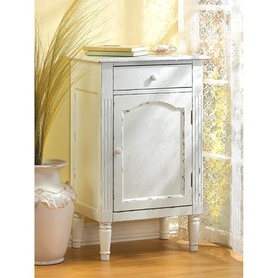 Antiqued White Wood Cabinet - crazydecor