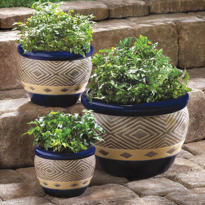 Cobalt Planters Trio - crazydecor