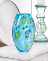 Blue Floral Glass Vase - crazydecor