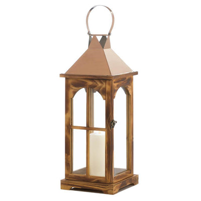 Large Rose Gold Wooden Lantern - crazydecor