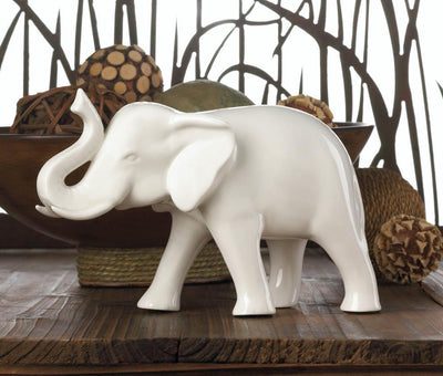 Sleek White Elephant Figurine - crazydecor