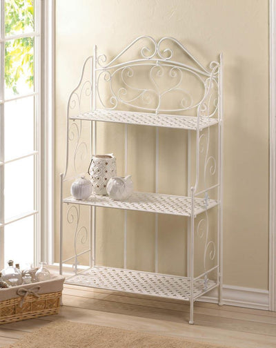 White Basket Weave Bakers Rack - DreamyDecor