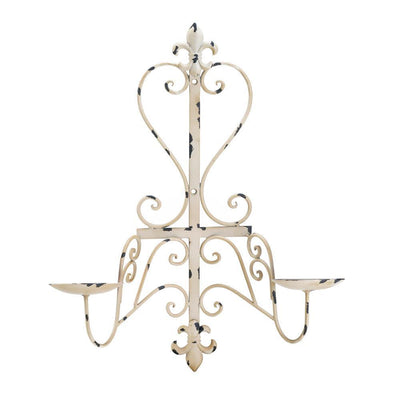 Antiqued Fleur De Lis Candle Sconce - crazydecor