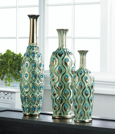 Peacock Long Neck Jewel Vase - crazydecor