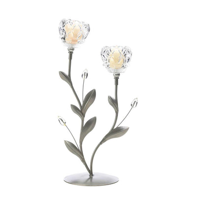 Crystal Flower Duo Candle Holder - crazydecor