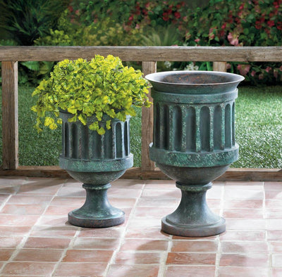 Large Weathered Pedestal Planter - crazydecor