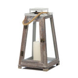 Pyramid Wooden Lantern With Rope (L) - crazydecor