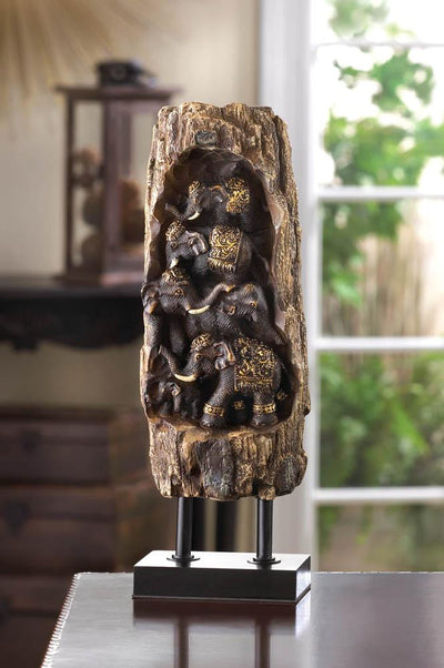 Carved Elephant Totem Decor - crazydecor