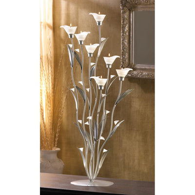 Silver Calla Lily Candle Holder - crazydecor