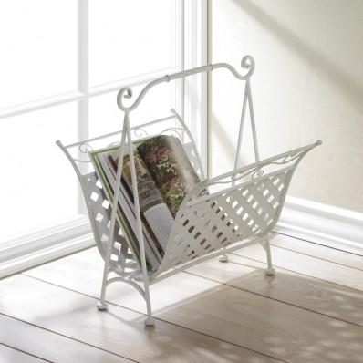 White Basket Weave Magazine Rack - DreamyDecor