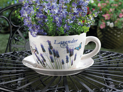 Lavender Fields Teacup Planter - crazydecor