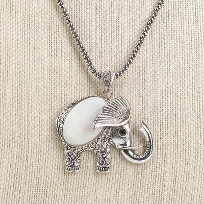 Mother Of Pearl Elephant Necklace - crazydecor