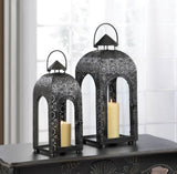 Arched Black Medallion Lantern (L) - crazydecor