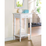 Distressed White Wood Accent Table - crazydecor