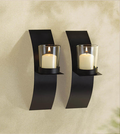 Modern Art Candle Sconce Duo - crazydecor