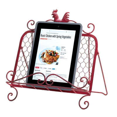 Red Rooster Cookbook Stand - crazydecor