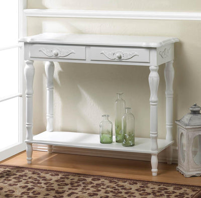 Carved White Hallway Table - crazydecor