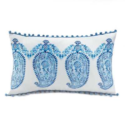 Tasseled Blue Paisley Pillow - crazydecor