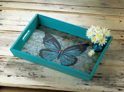 Blue Butterfly Serving Tray - crazydecor